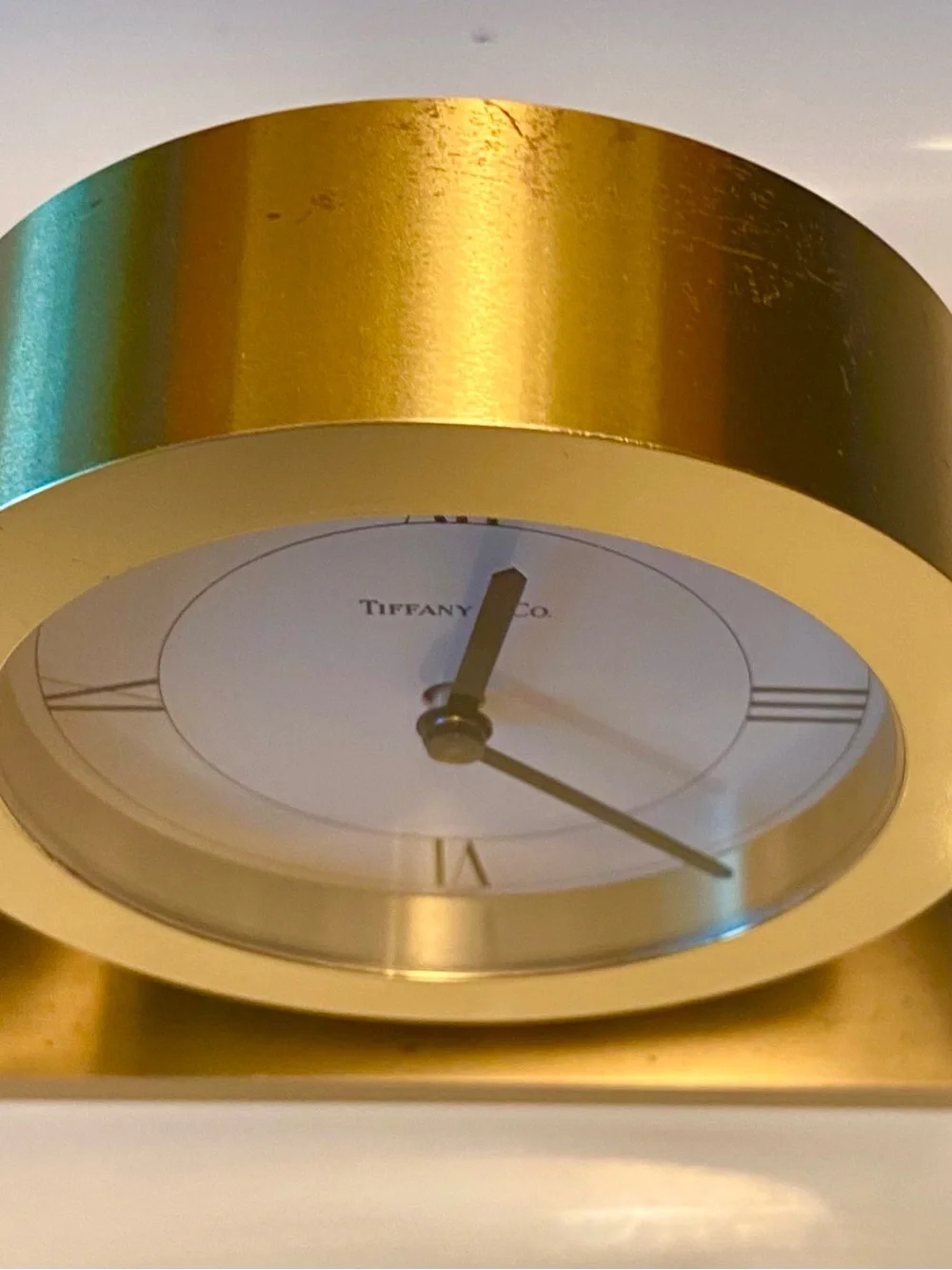 Vintage 1989 Tiffany & Co. Solid Brass Desk Clock - Gorgeous Patina. A Treasure.